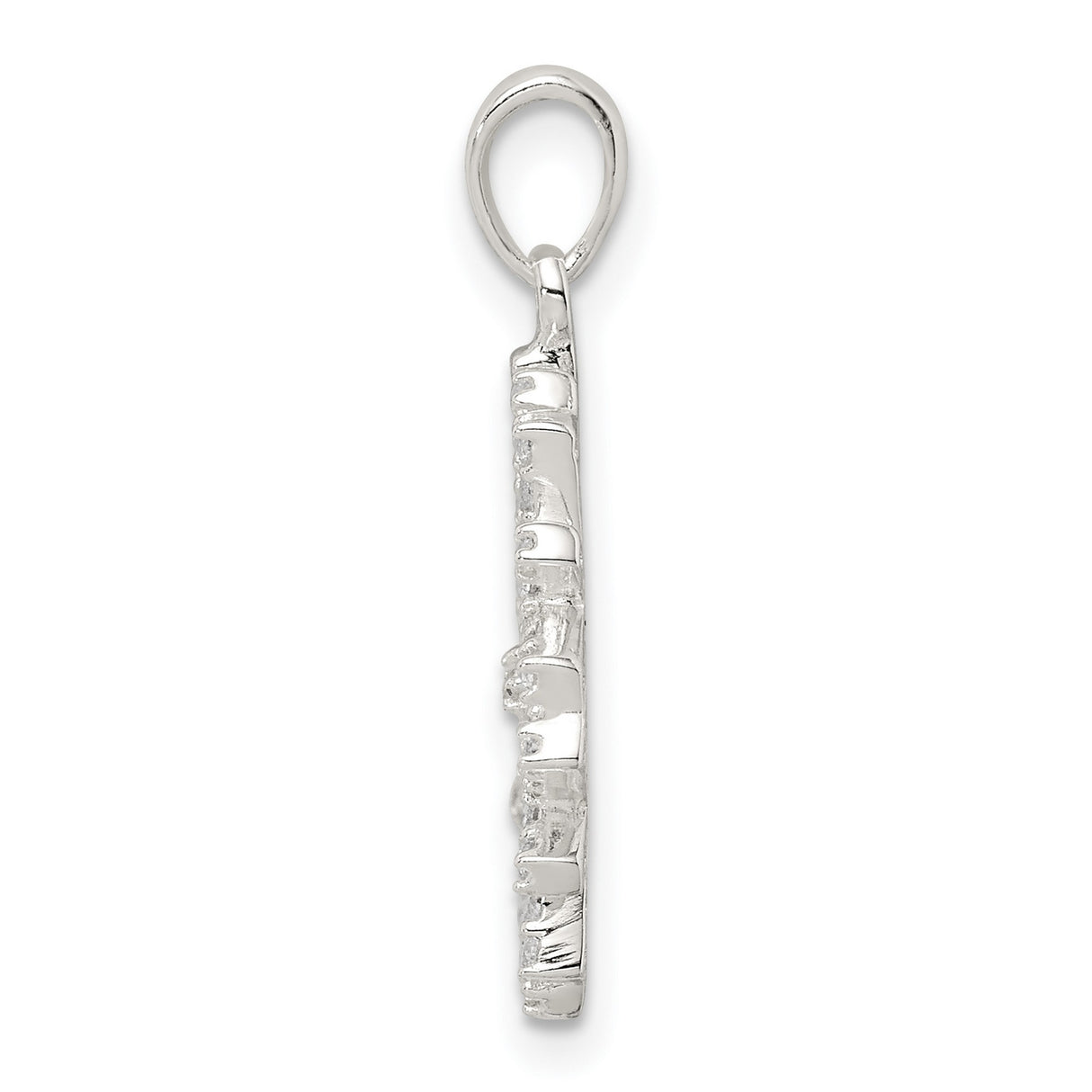 Sterling Silver Snowflake Pendant with Cubic Zirconia, Openwork Winter Charm Design