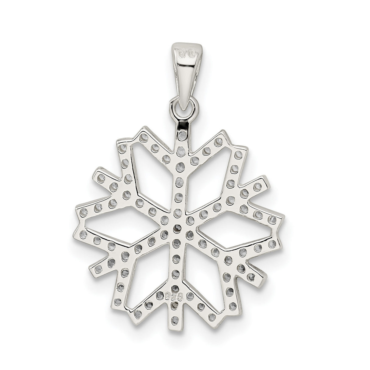 Sterling Silver Snowflake Pendant with Cubic Zirconia, Openwork Winter Charm Design