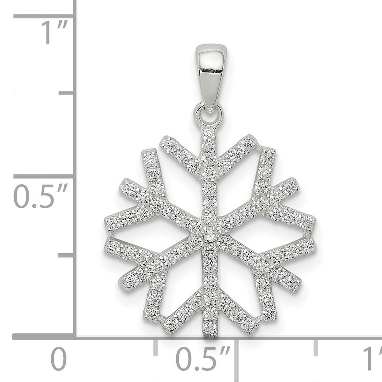 Sterling Silver Snowflake Pendant with Cubic Zirconia, Openwork Winter Charm Design