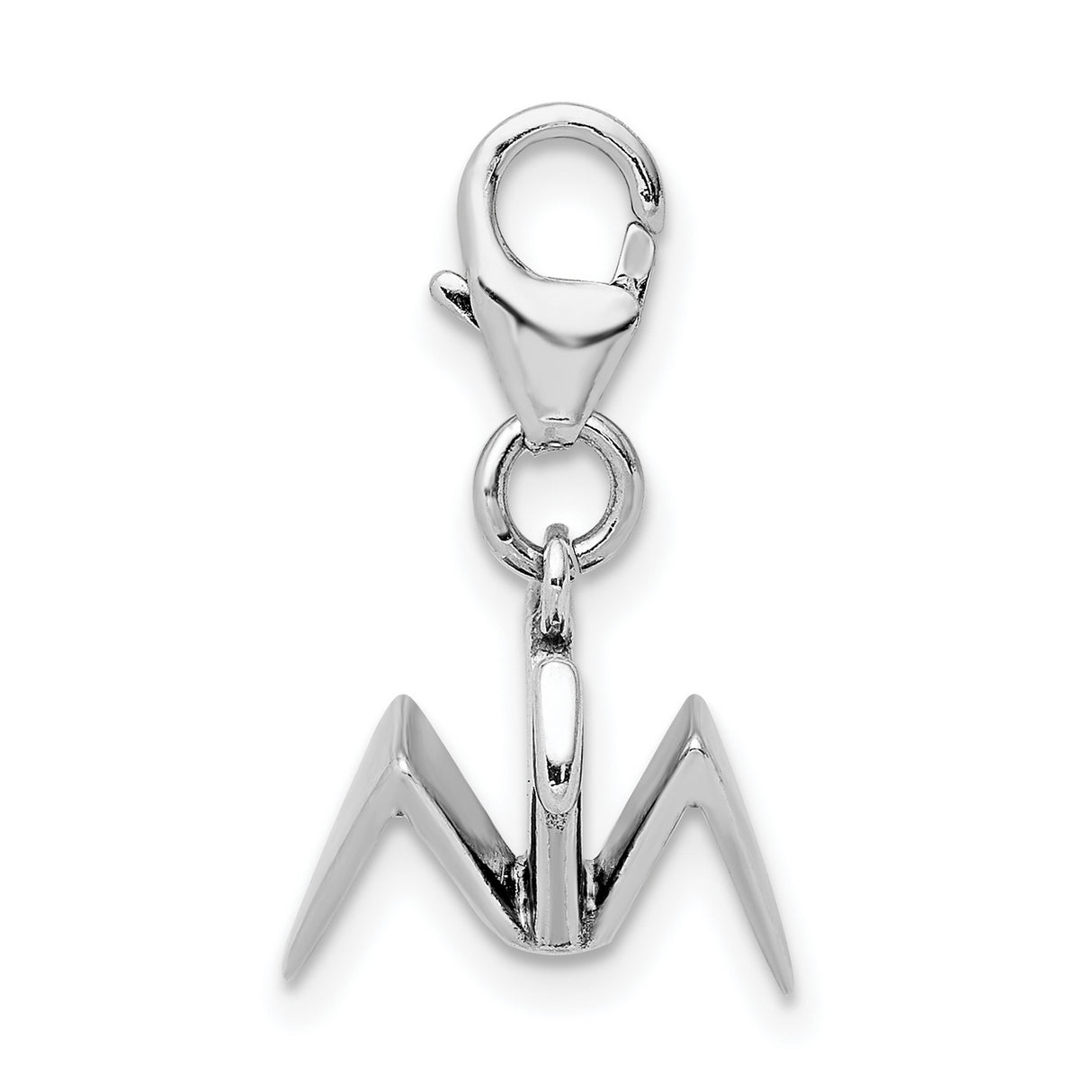 Sterling Silver Origami Crane Charm with Lobster Clasp, Textured Finish, Minimalist Japanese-Inspired Design