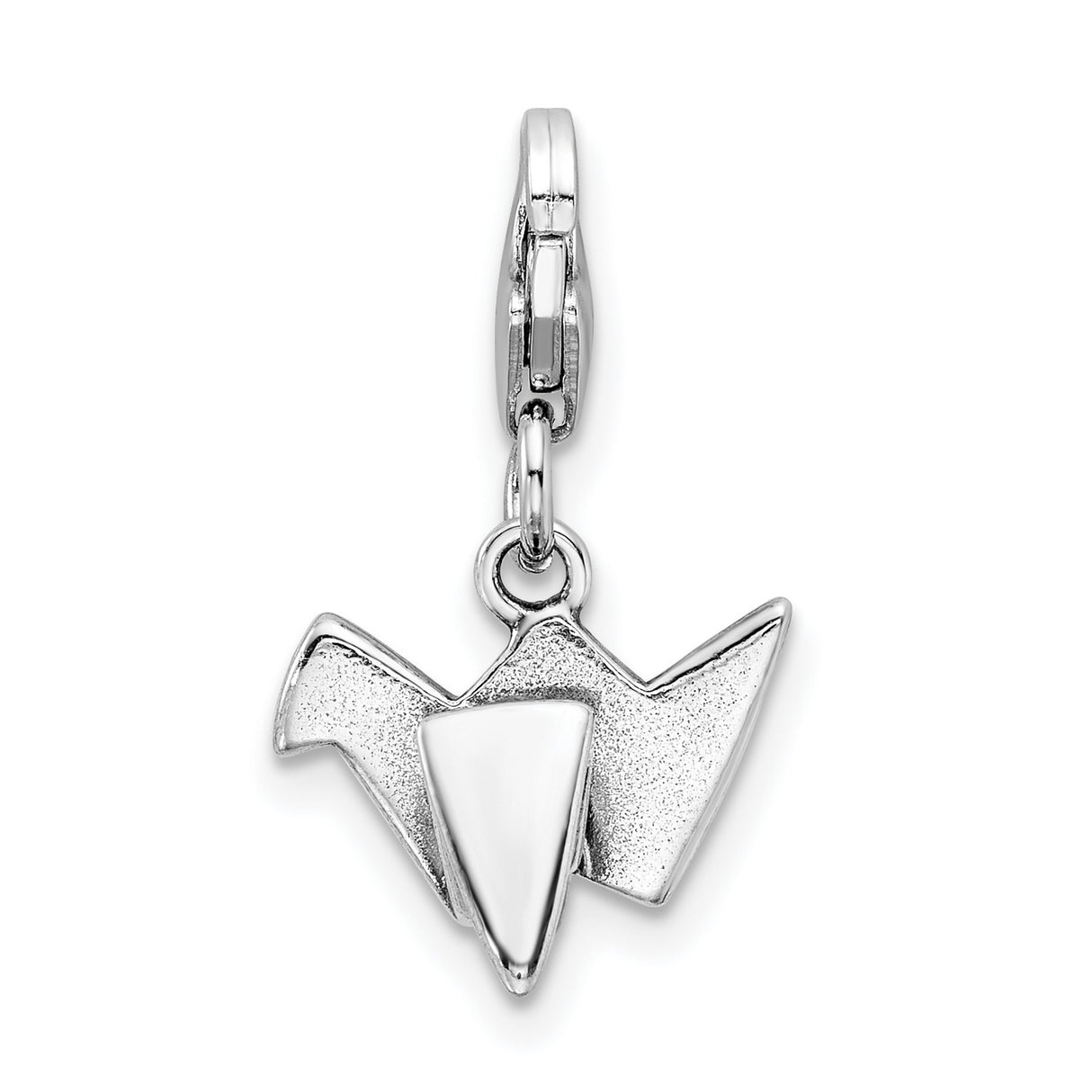 Sterling Silver Origami Crane Charm with Lobster Clasp, Textured Finish, Minimalist Japanese-Inspired Design