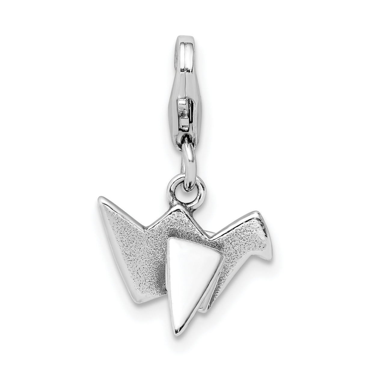 Sterling Silver Origami Crane Charm with Lobster Clasp, Textured Finish, Minimalist Japanese-Inspired Design