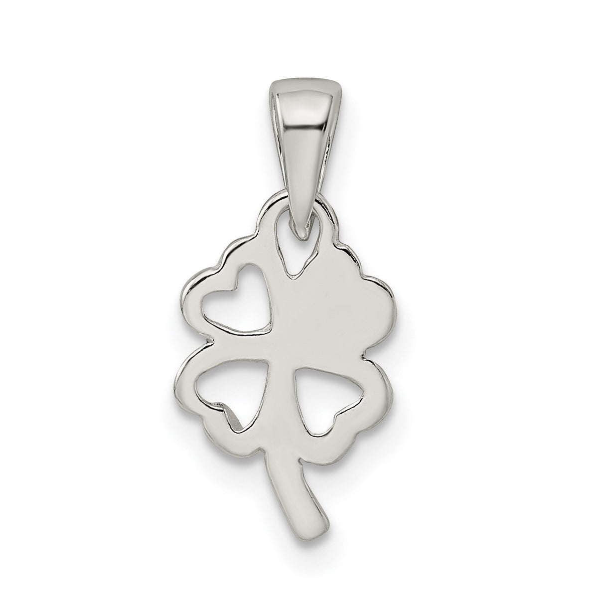 Sterling Silver Clover Pendant with Cutout Four Leaf Design, Lucky Charm Jewelry