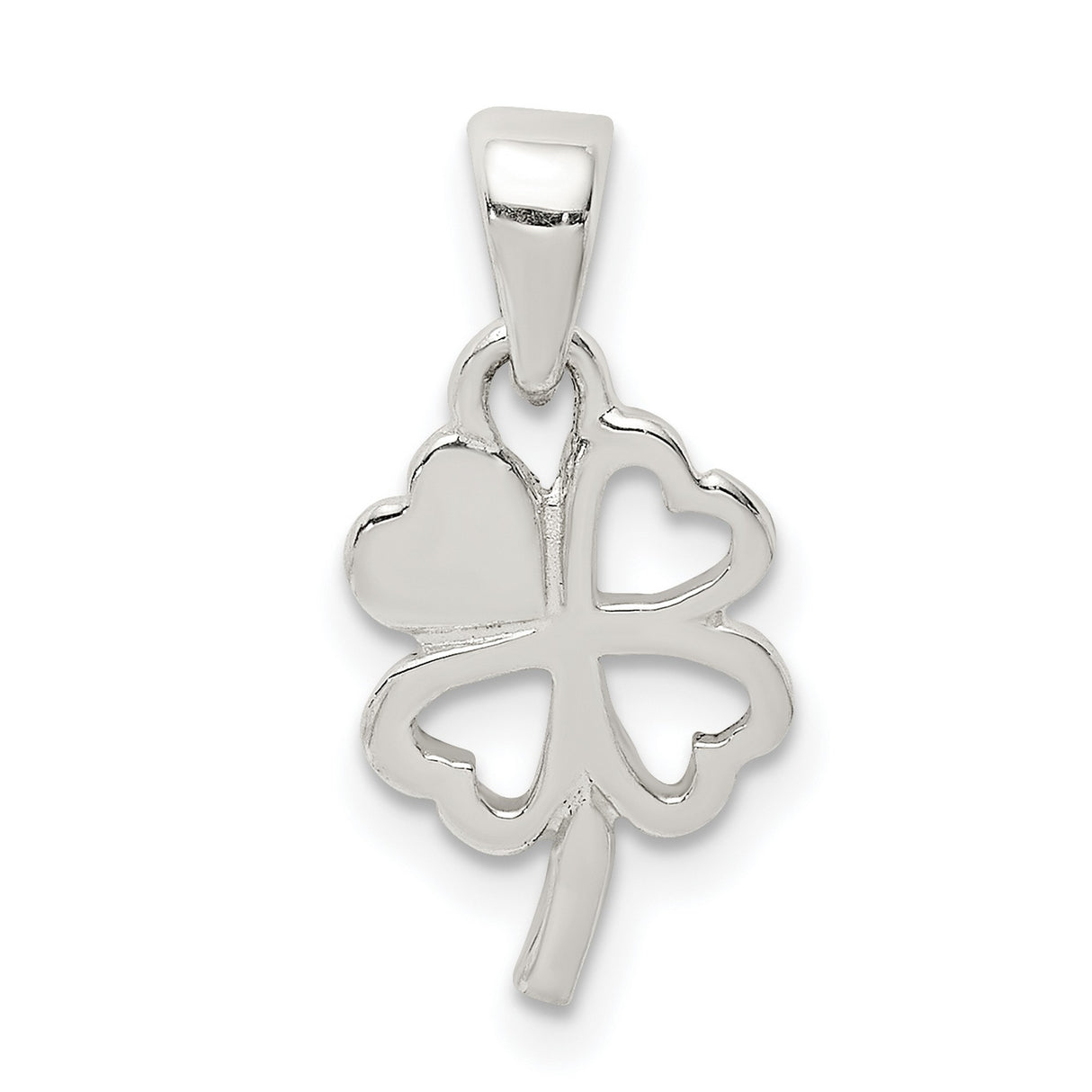 Sterling Silver Clover Pendant with Cutout Four Leaf Design, Lucky Charm Jewelry