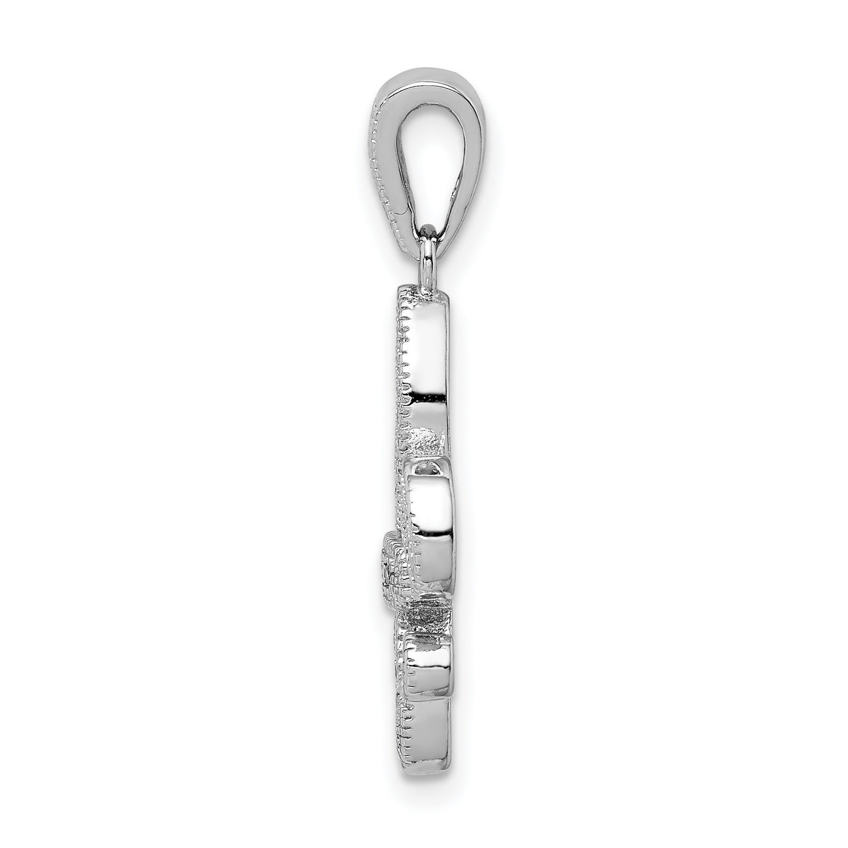 Sterling Silver Fleur de Lis Pendant with Cubic Zirconia, French Floral Symbol Jewelry