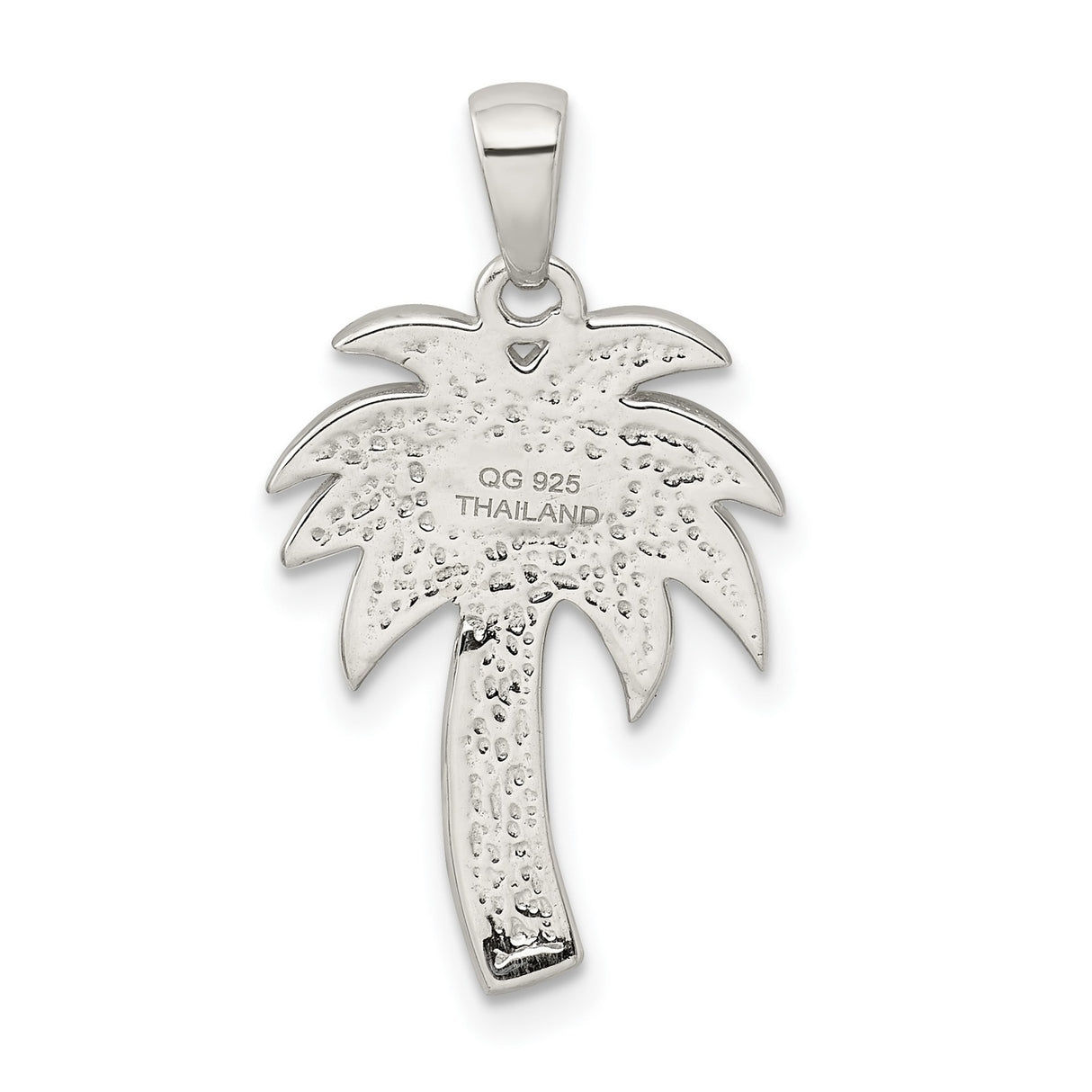 Sterling Silver Palm Tree Pendant with Green and Brown Crystals, Tropical Island Jewelry
