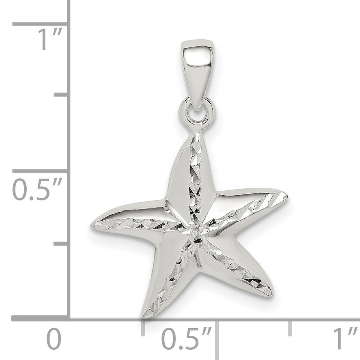 Sterling Silver Starfish Pendant with Polished and Textured Finish, Nautical Ocean Theme