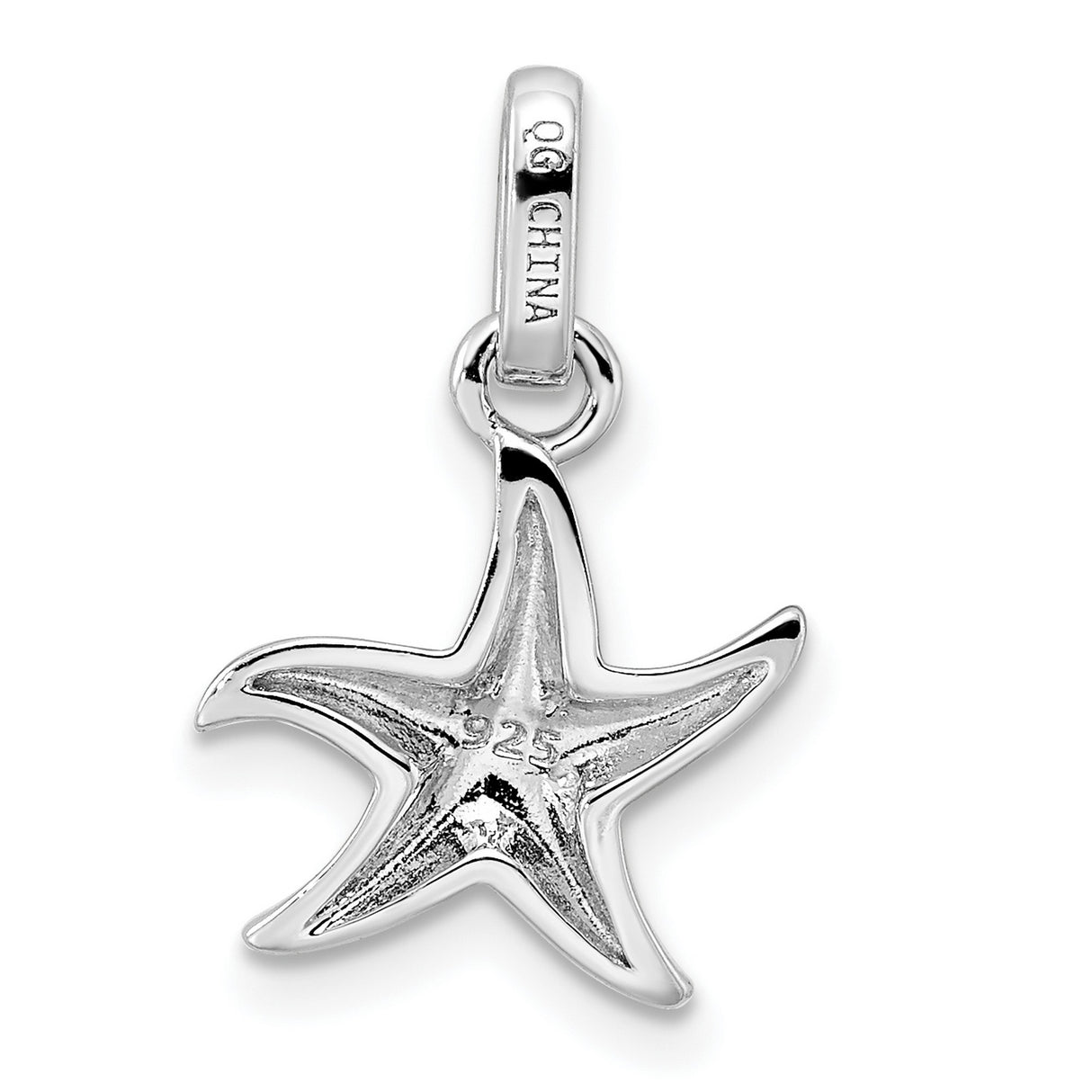 Polished Textured Starfish Charm Pendant in Real 925 Sterling Silver