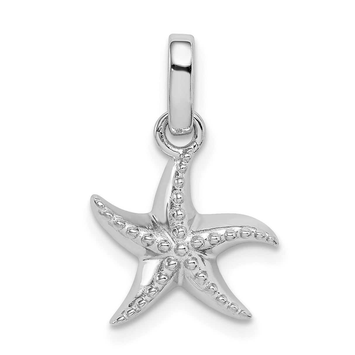 Polished Textured Starfish Charm Pendant in Real 925 Sterling Silver