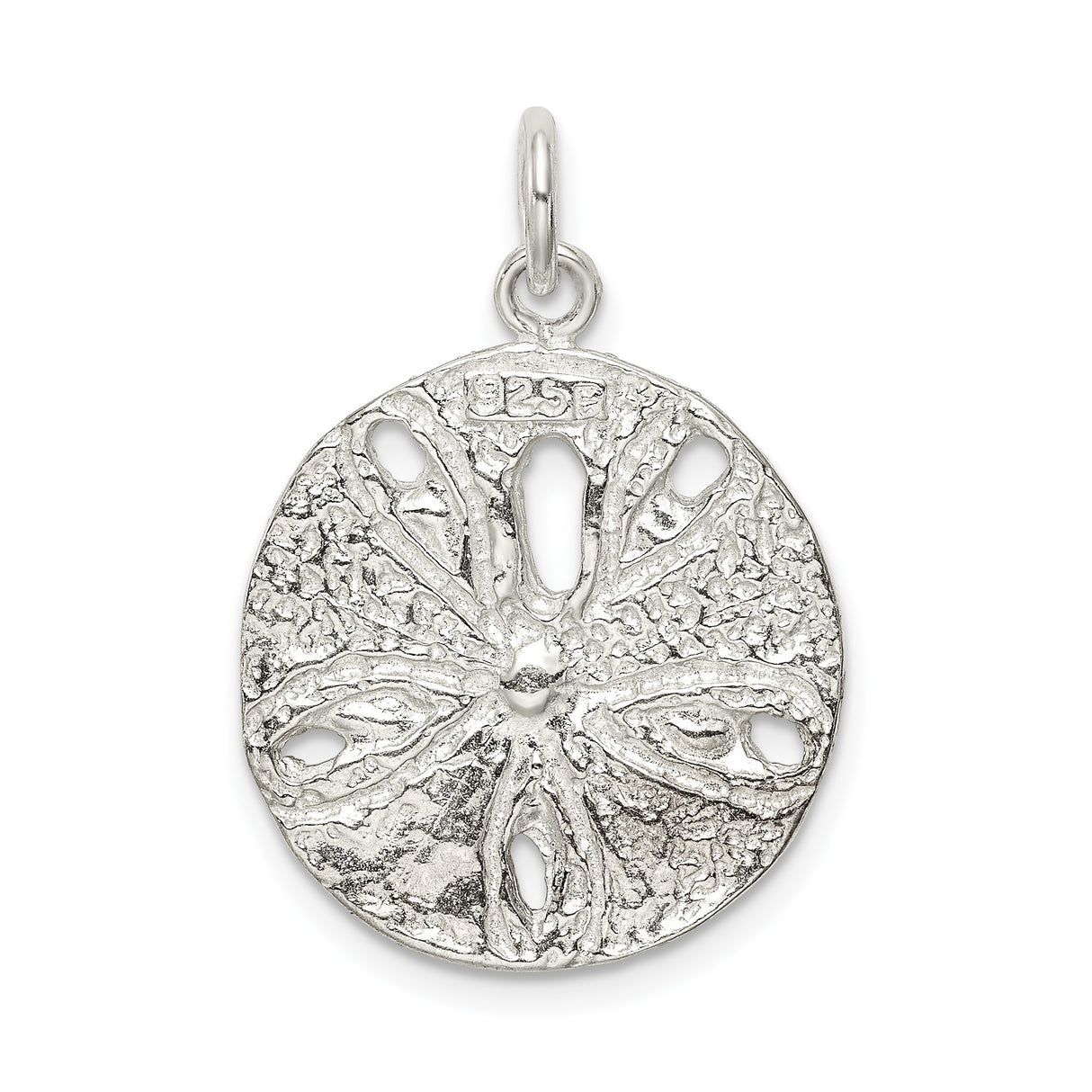 Sterling Silver Sand Dollar Pendant, Textured Ocean Charm with Coastal Nautical Design
