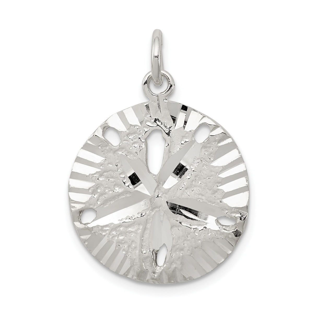Sterling Silver Sand Dollar Pendant, Textured Ocean Charm with Coastal Nautical Design