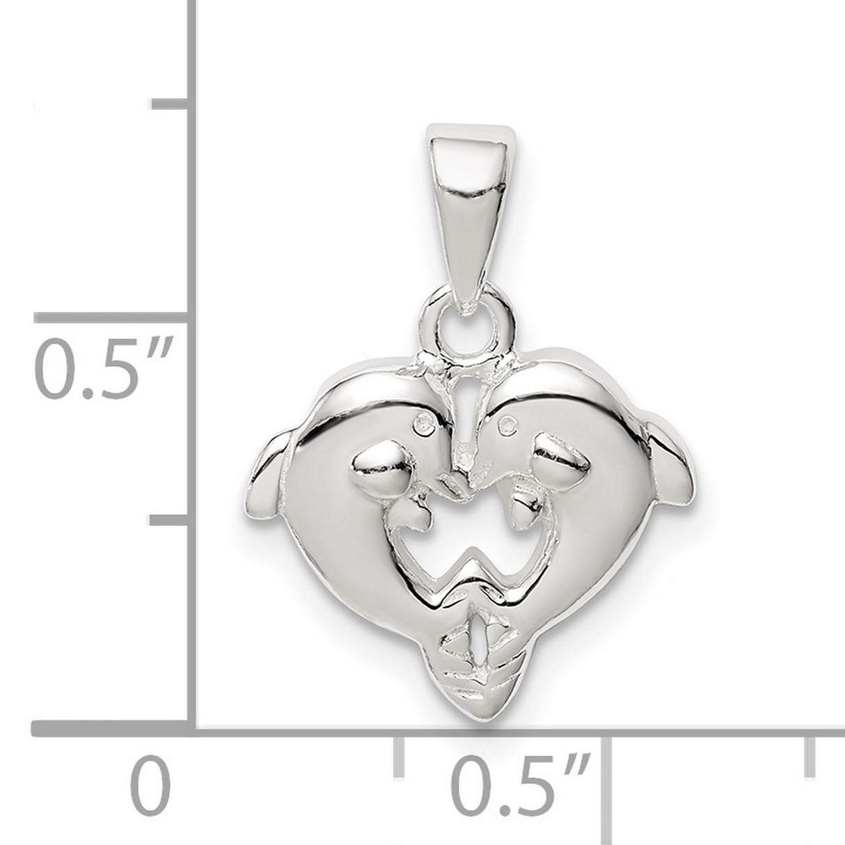 Sterling Silver Dolphin Heart Pendant, Two Dolphins Forming Heart, Ocean Inspired Jewelry for Women