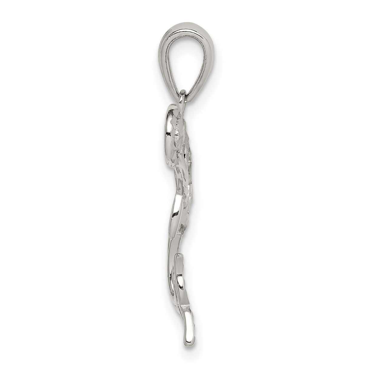 Sterling Silver Dolphin Pendant with Swirl Cut-Out Design and Ball Accent