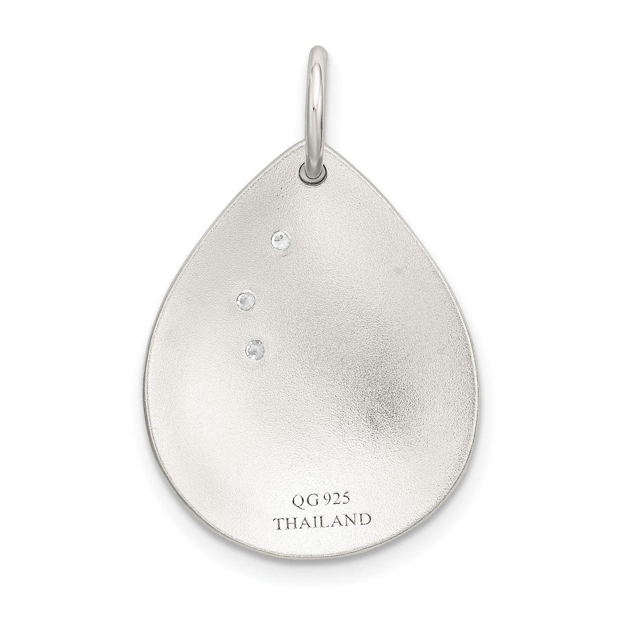 Sterling Silver Teardrop Pendant with Cubic Zirconia and Gold Tone Seahorse Design