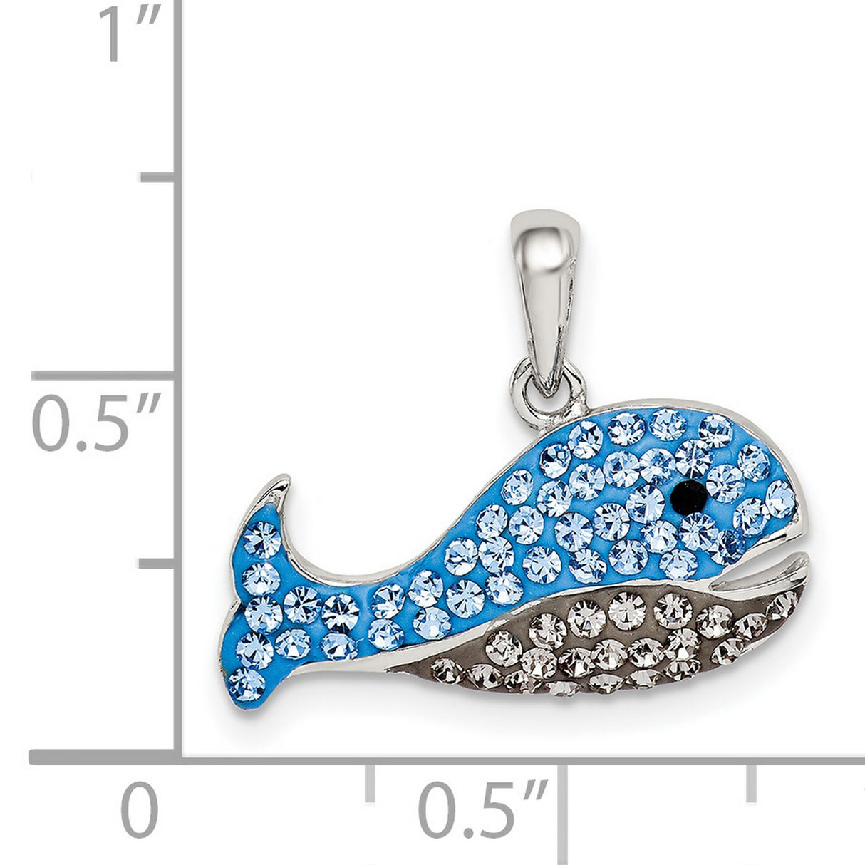Sterling Silver Whale Pendant with Blue and Clear Crystals, Nautical Ocean Animal Design