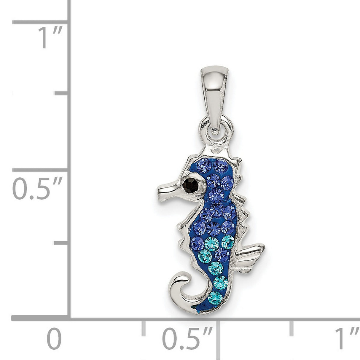 Sterling Silver Seahorse Pendant with Blue and Aqua Crystals, Ocean Theme Jewelry