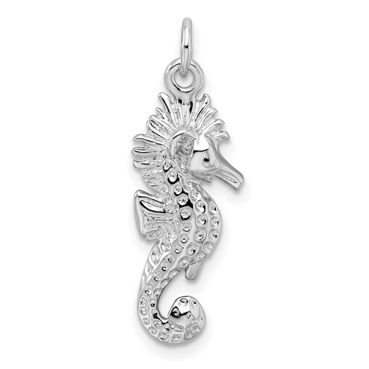 Sterling Silver Seahorse Pendant, Textured Nautical Marine Animal Charm for Women or Unisex Wear