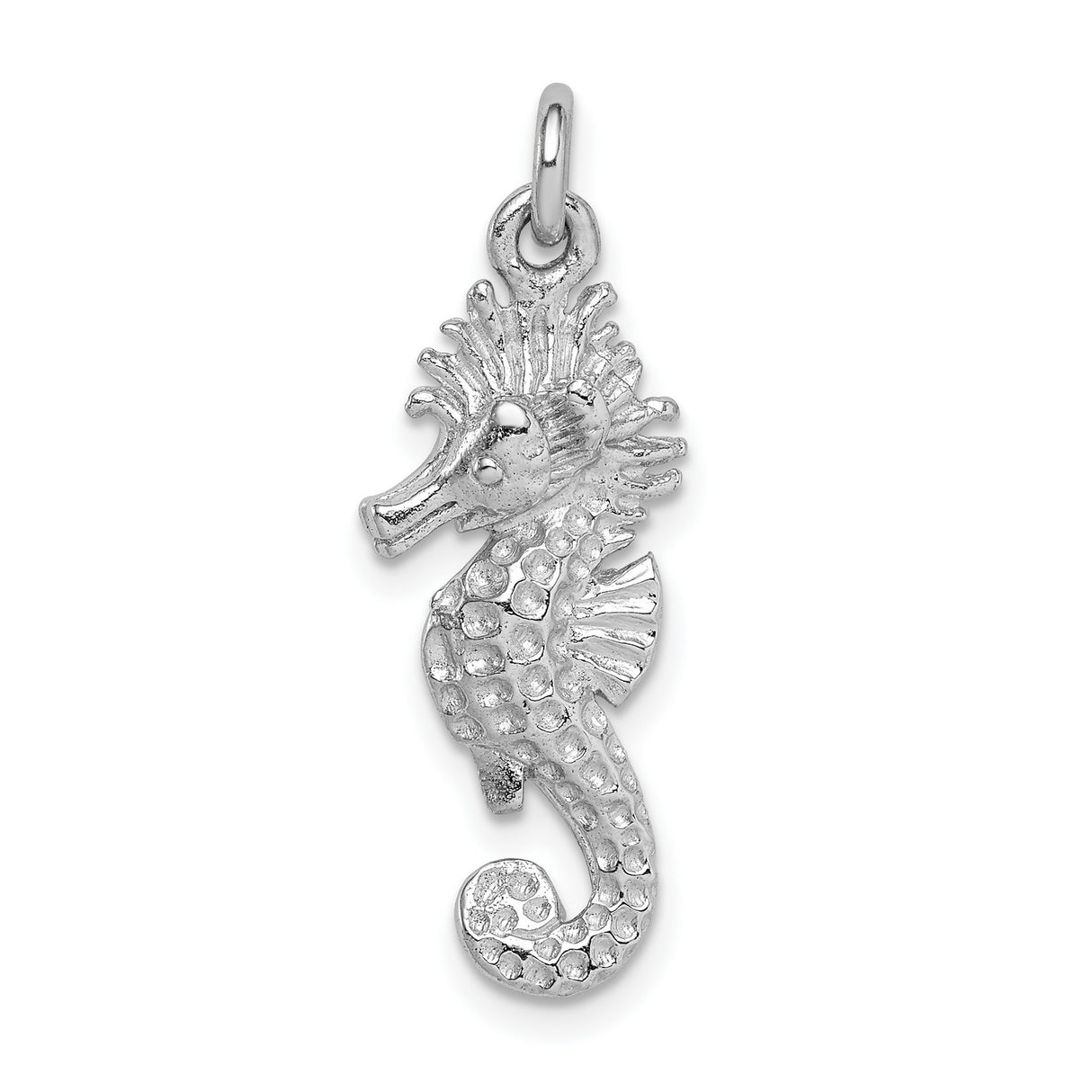 Sterling Silver Seahorse Pendant, Textured Nautical Marine Animal Charm for Women or Unisex Wear