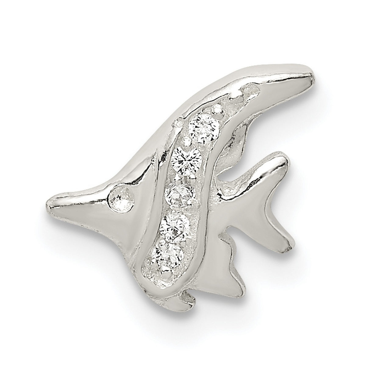 Sterling Silver Dolphin Pendant with Cubic Zirconia, Ocean-Inspired Marine Jewelry