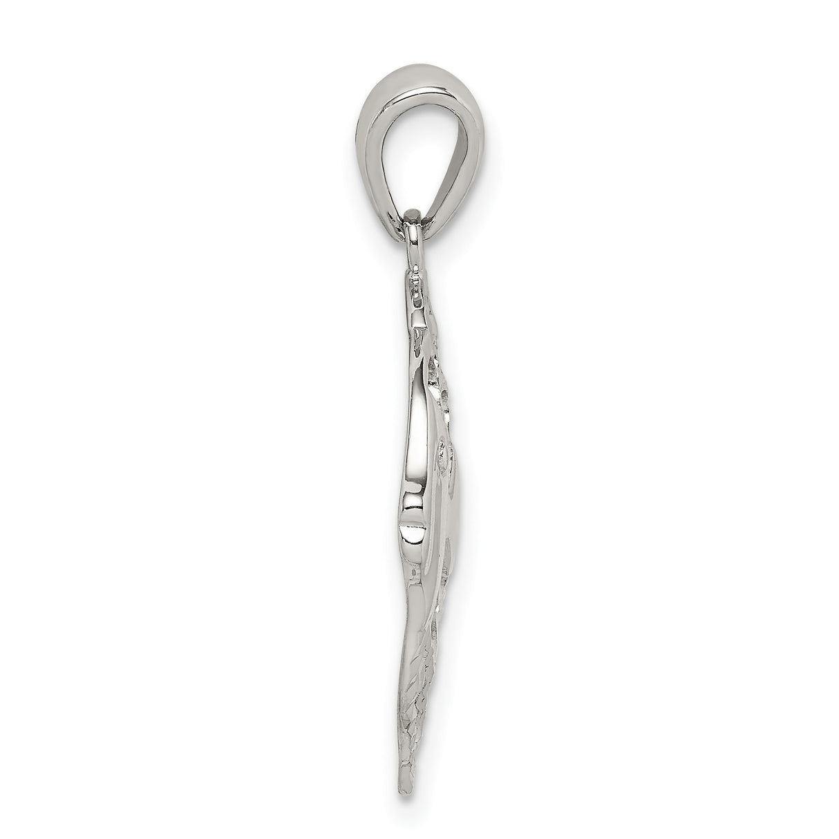 Sterling Silver Tropical Fish Pendant with Cutout Design, Polished and Textured Finish