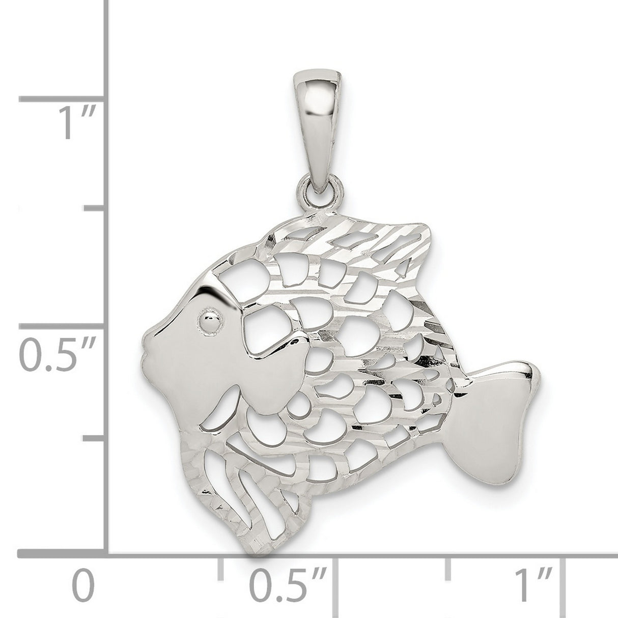 Sterling Silver Tropical Fish Pendant with Cutout Design, Polished and Textured Finish