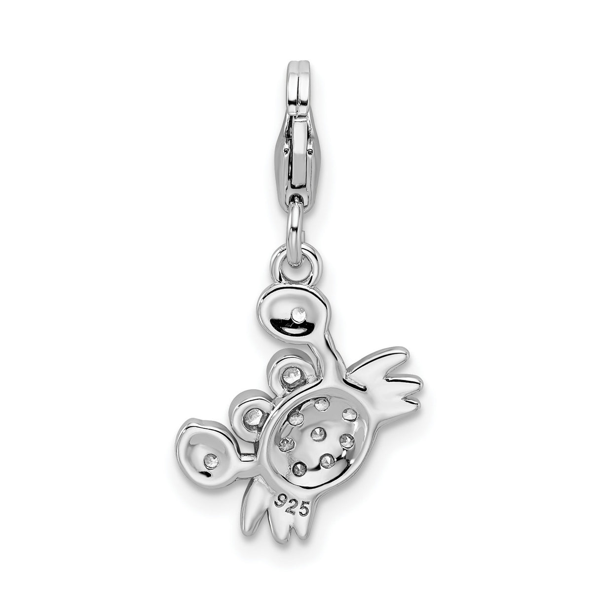 Sterling Silver Crab Pendant with Cubic Zirconia, Nautical Charm for Women