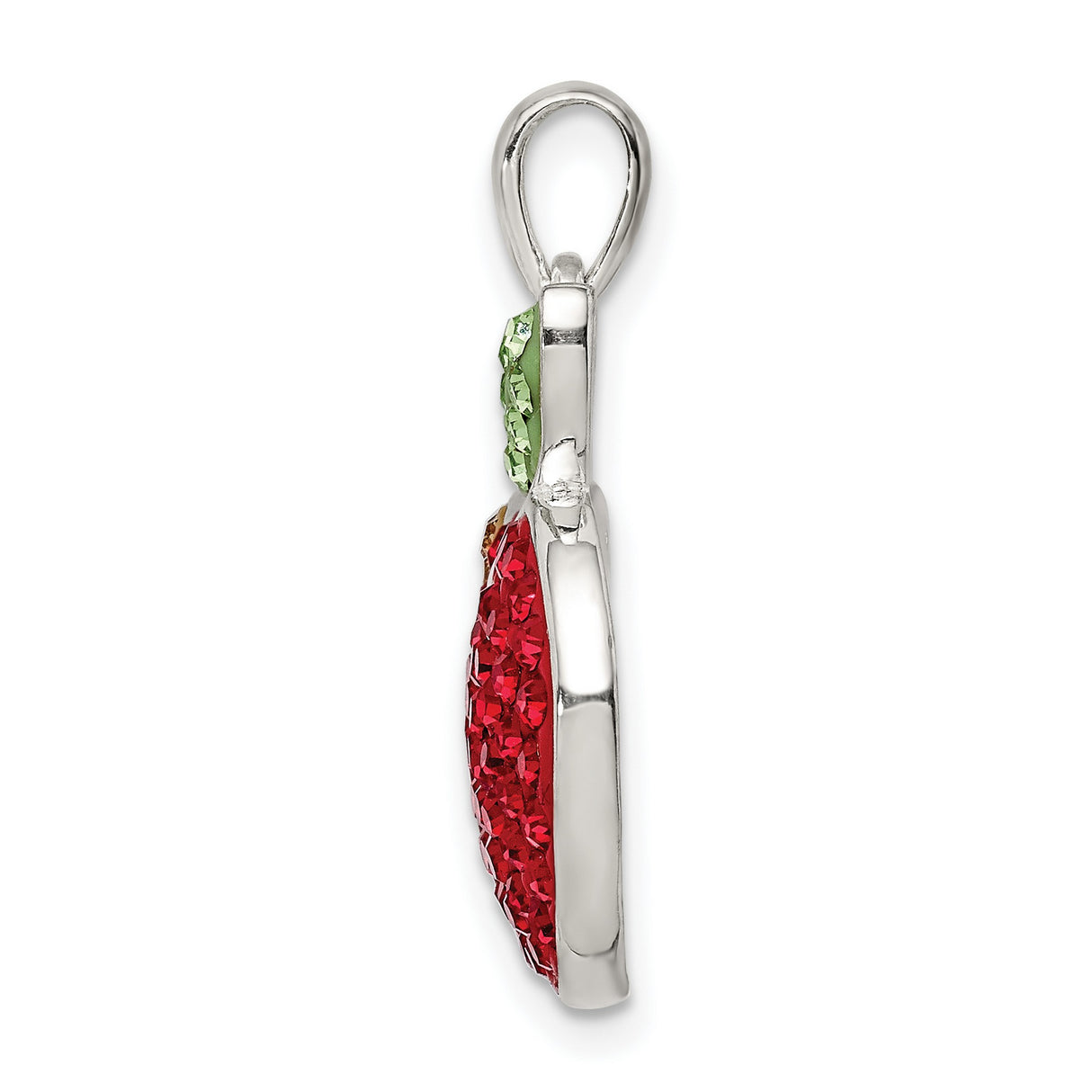 Sterling Silver Apple Pendant with Red Green Yellow Preciosa Crystals, Symbol of Knowledge and Appreciation