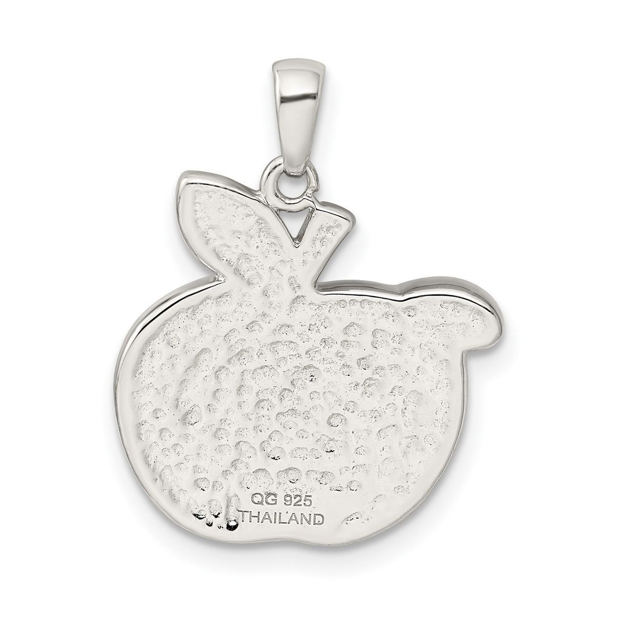 Sterling Silver Apple Pendant with Red Green Yellow Preciosa Crystals, Symbol of Knowledge and Appreciation