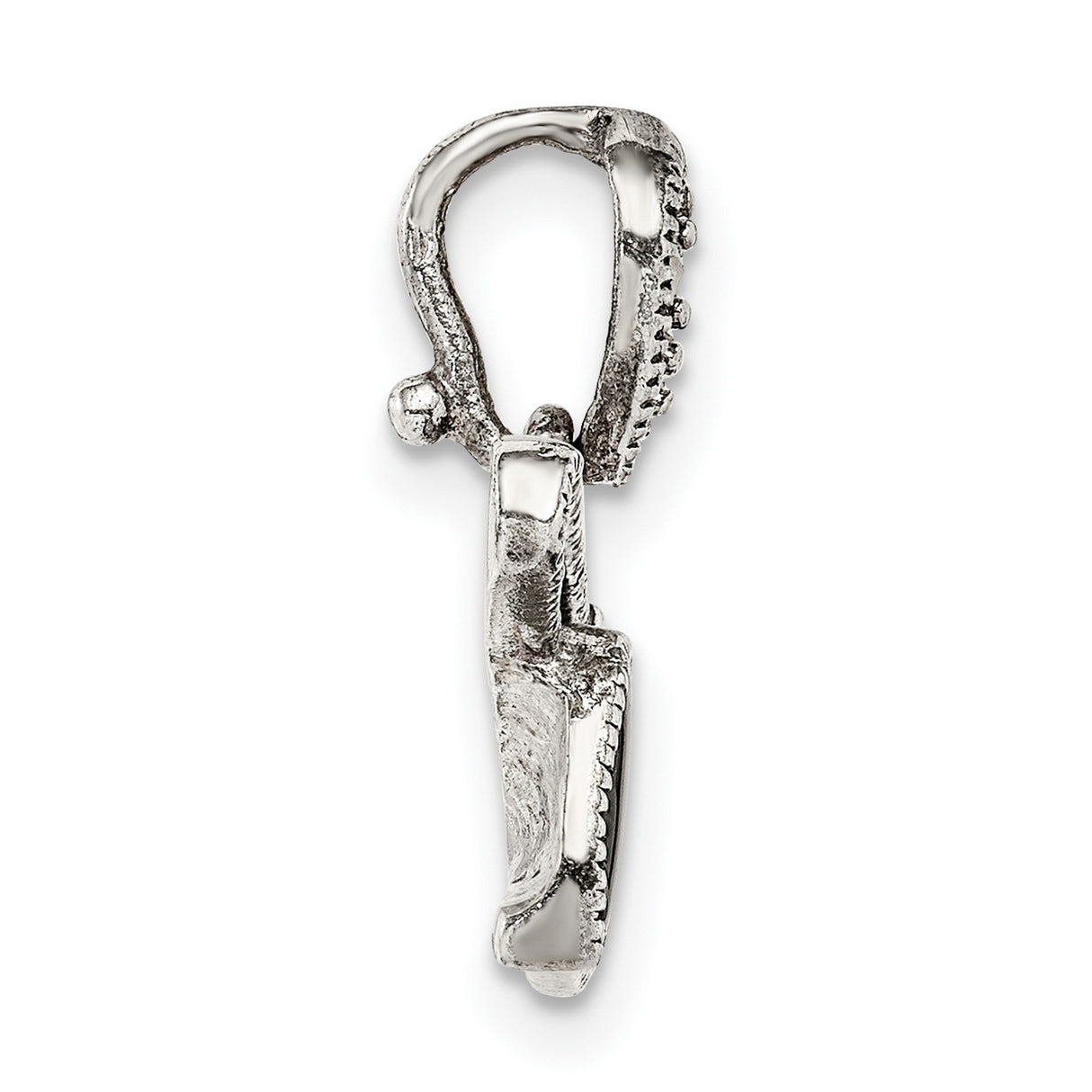 Sterling Silver Trombone Pendant with Marcasite Accents, Jazz Music Charm