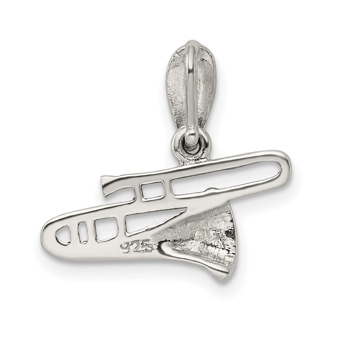 Sterling Silver Trombone Pendant with Marcasite Accents, Jazz Music Charm