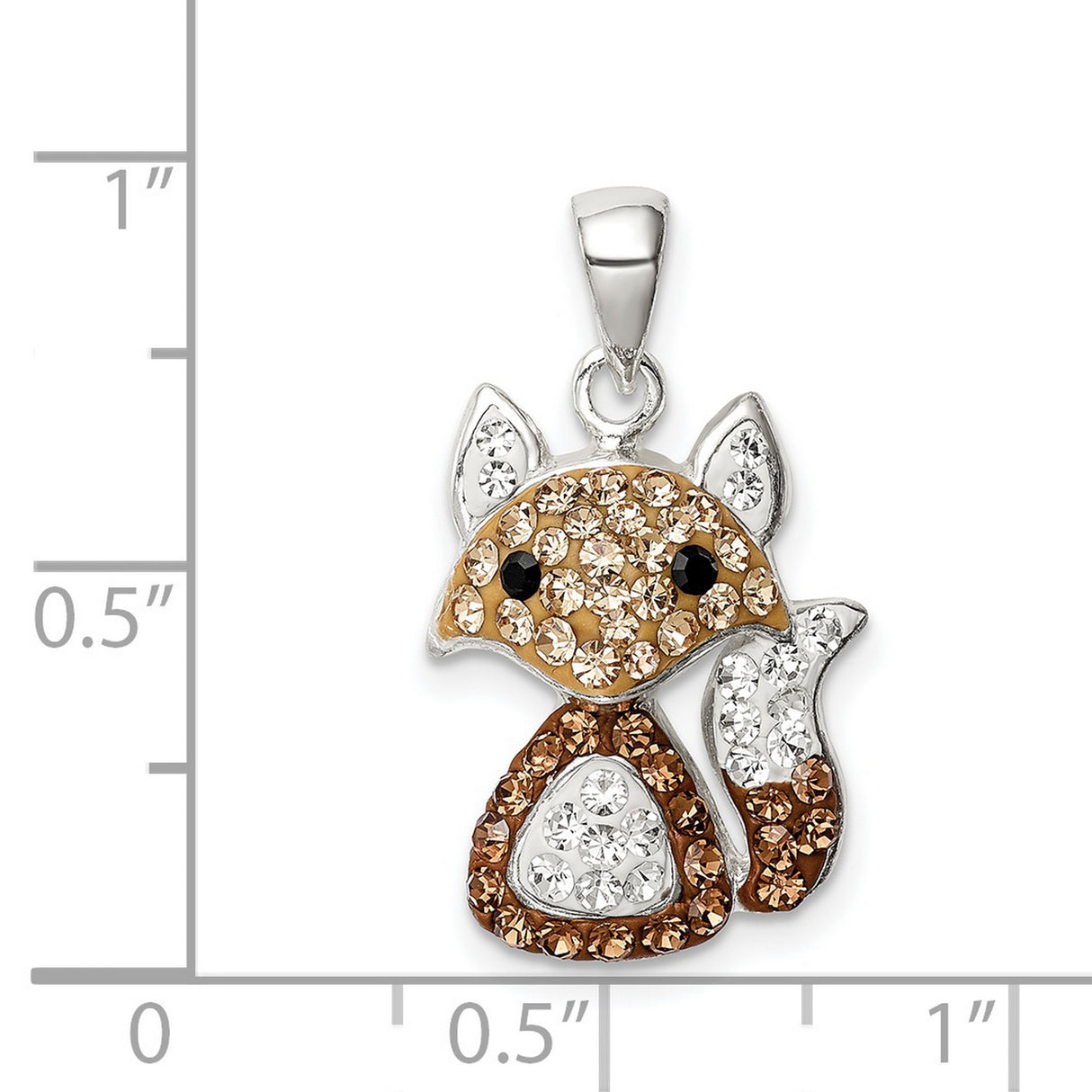 Sterling Silver Fox Pendant with Brown, White, and Black Crystals, Woodland Animal Jewelry Charm