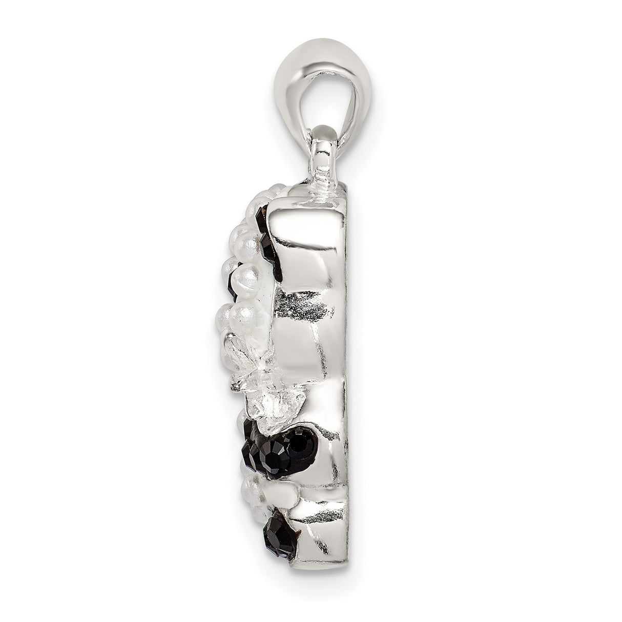 Sterling Silver Panda Bear Pendant with Simulated Pearl and Crystal Accents