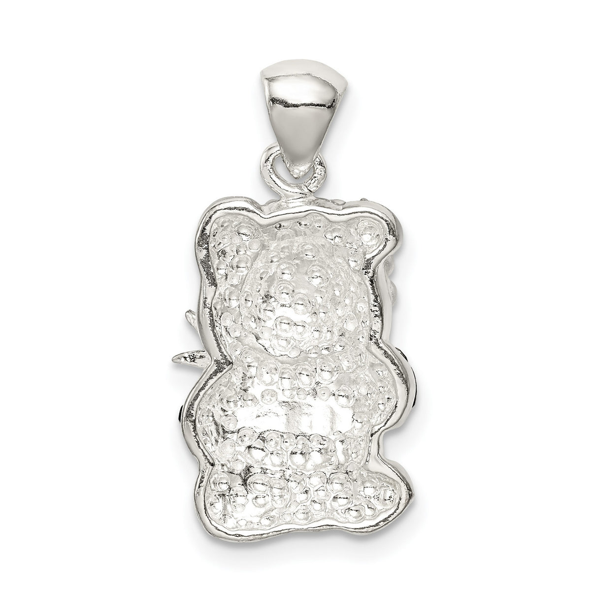 Sterling Silver Panda Bear Pendant with Simulated Pearl and Crystal Accents