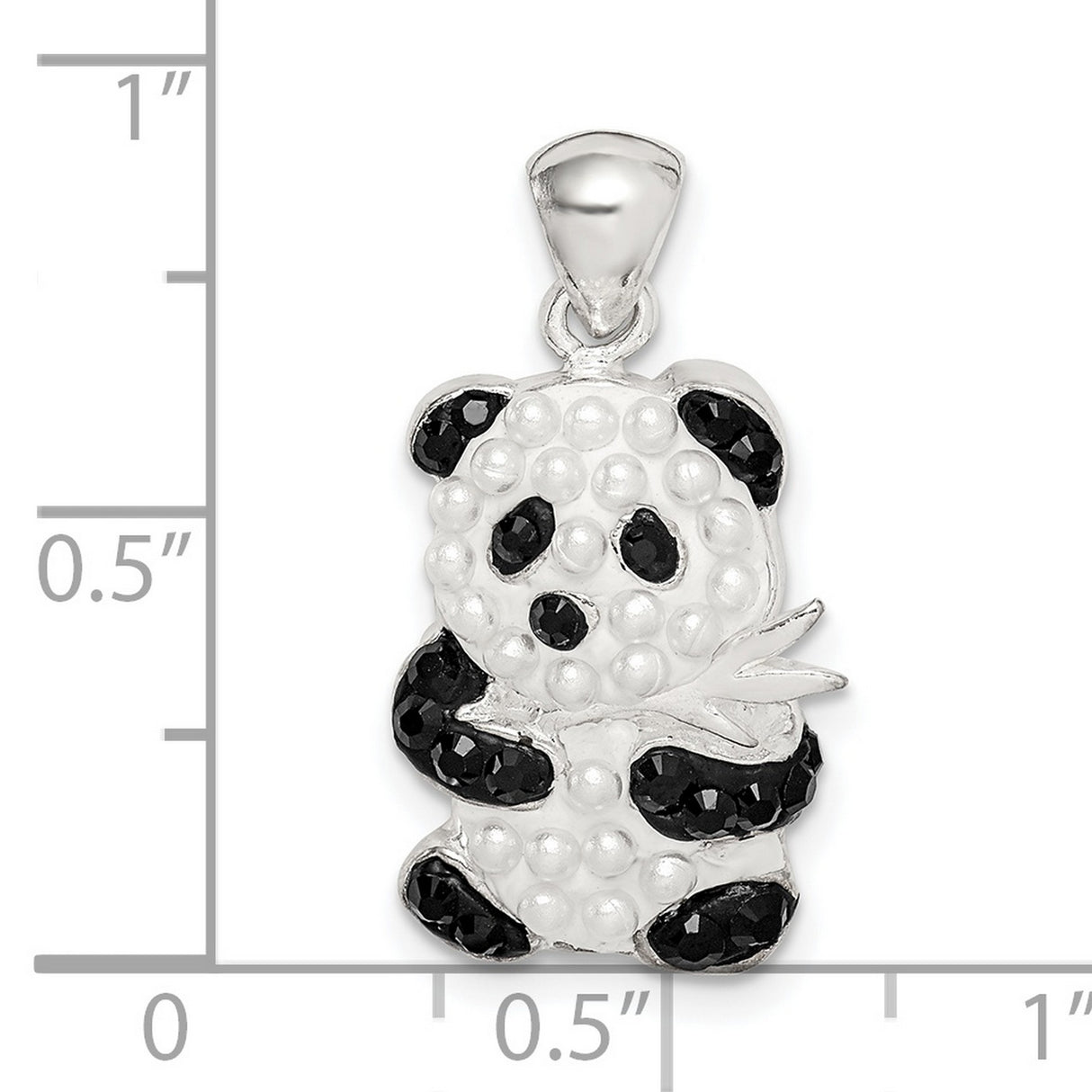 Sterling Silver Panda Bear Pendant with Simulated Pearl and Crystal Accents