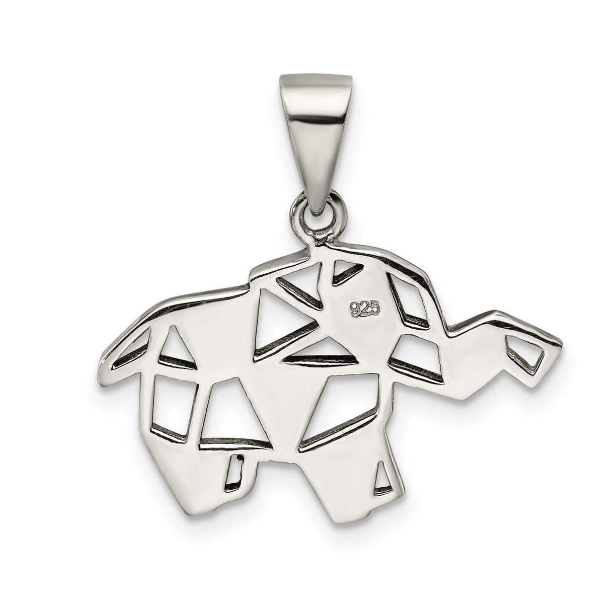 Sterling Silver Elephant Pendant with Geometric Design and Marcasite Accents