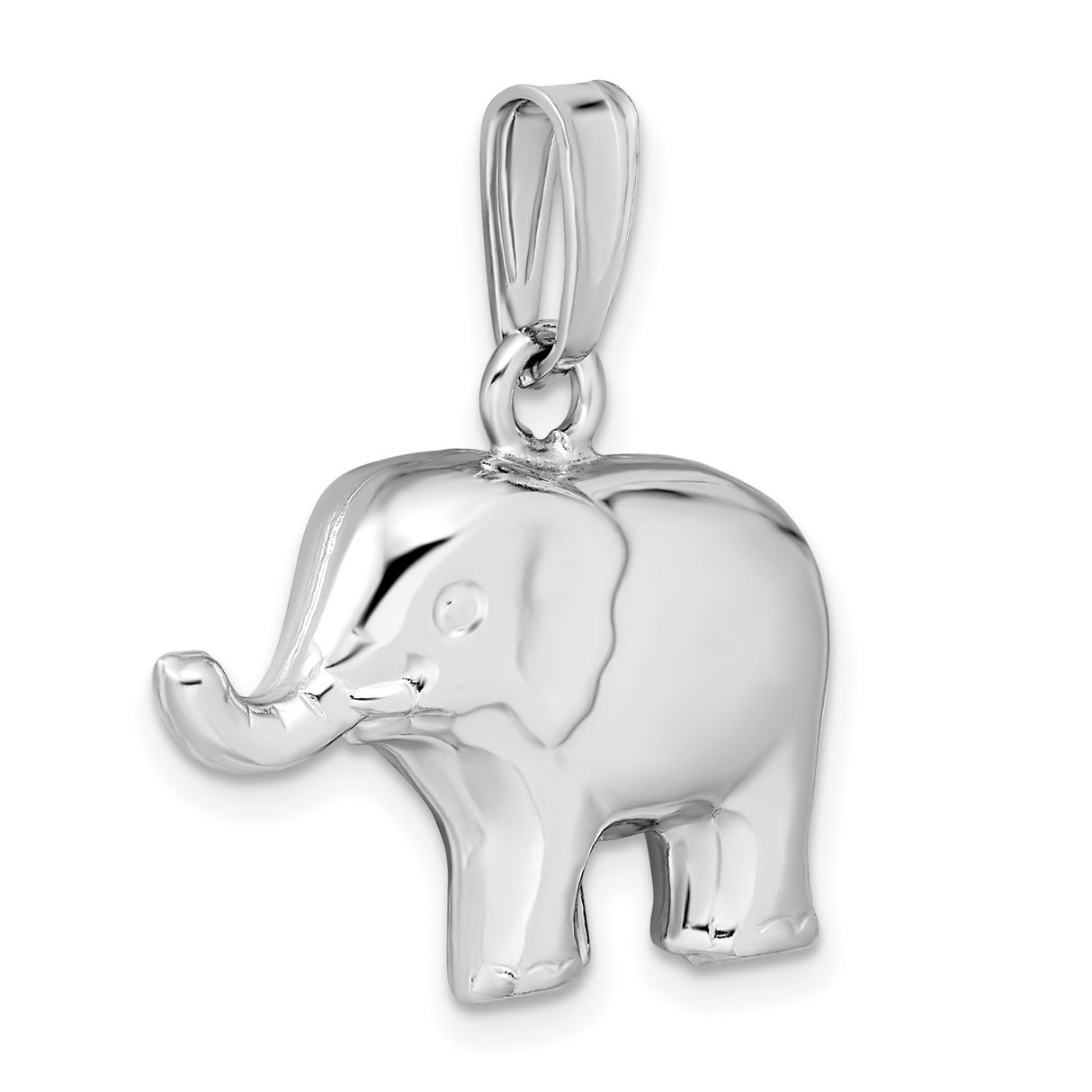 Sterling Silver Elephant Pendant with Raised Trunk for Good Luck and Wisdom