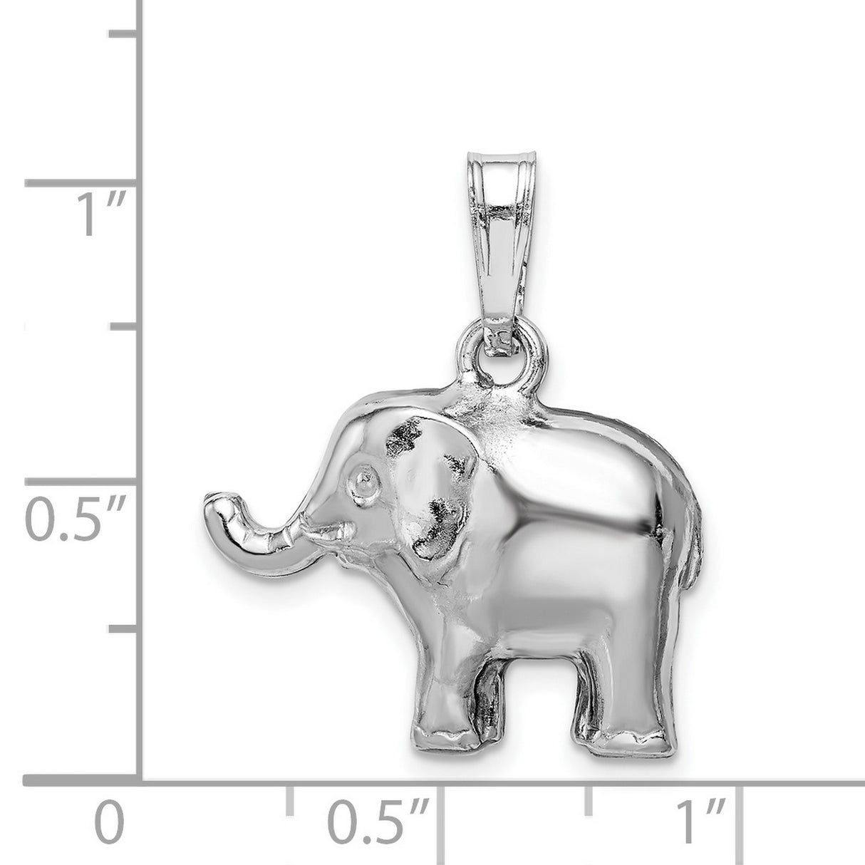 Sterling Silver Elephant Pendant with Raised Trunk for Good Luck and Wisdom