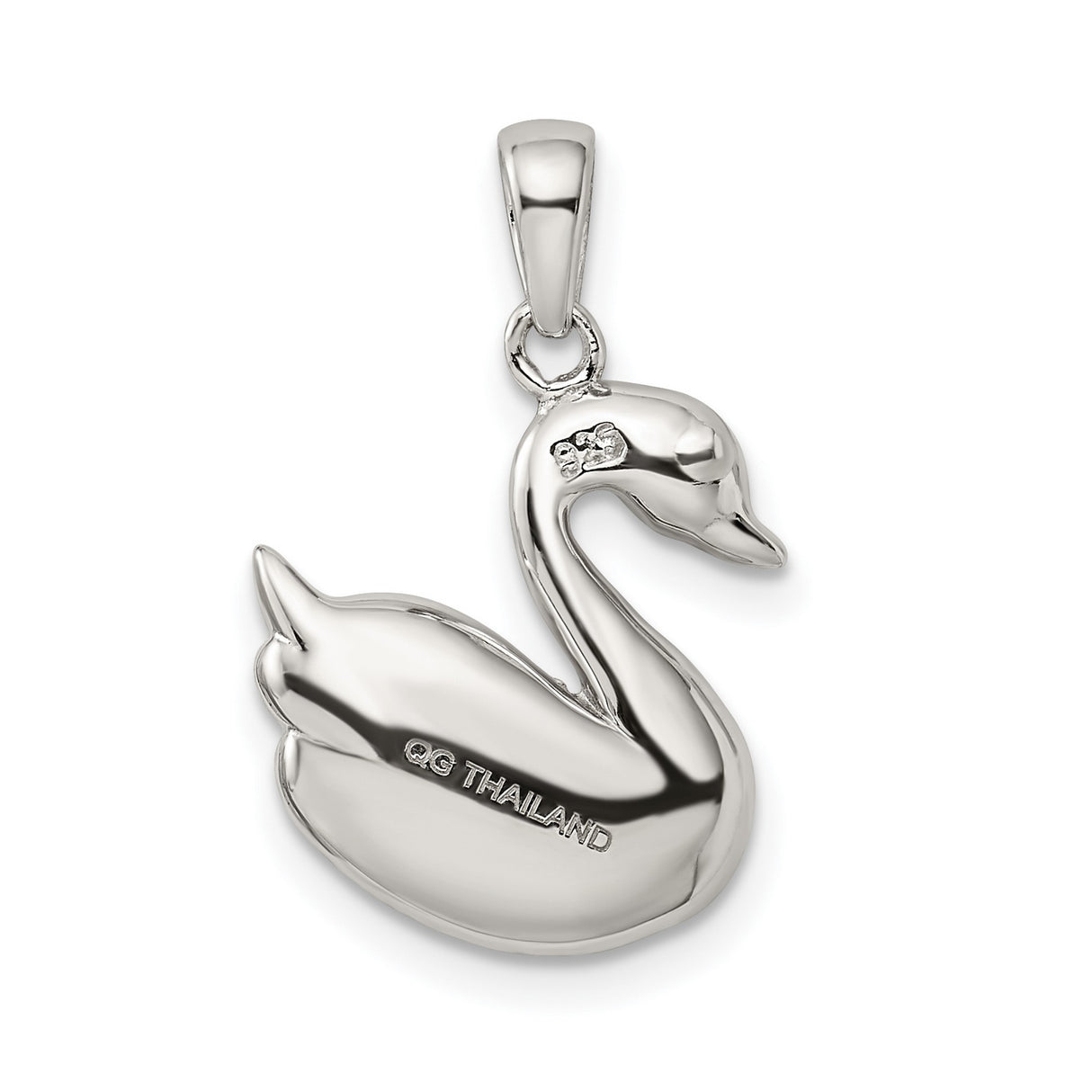 Sterling Silver Swan Pendant with Simulated Pearl, Graceful Bird Design Necklace for Women