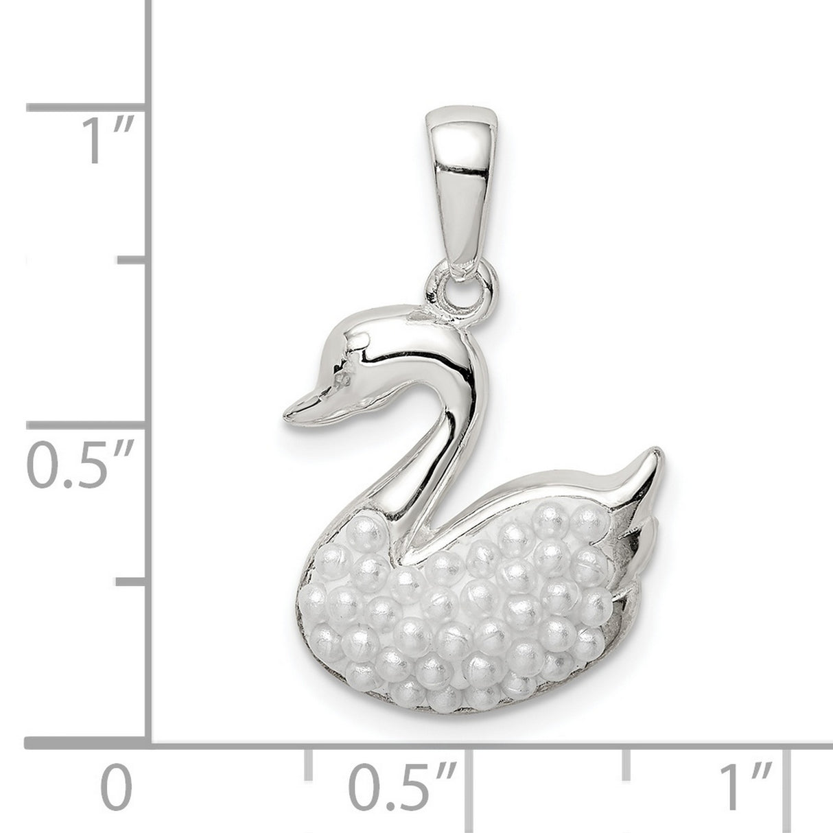 Sterling Silver Swan Pendant with Simulated Pearl, Graceful Bird Design Necklace for Women