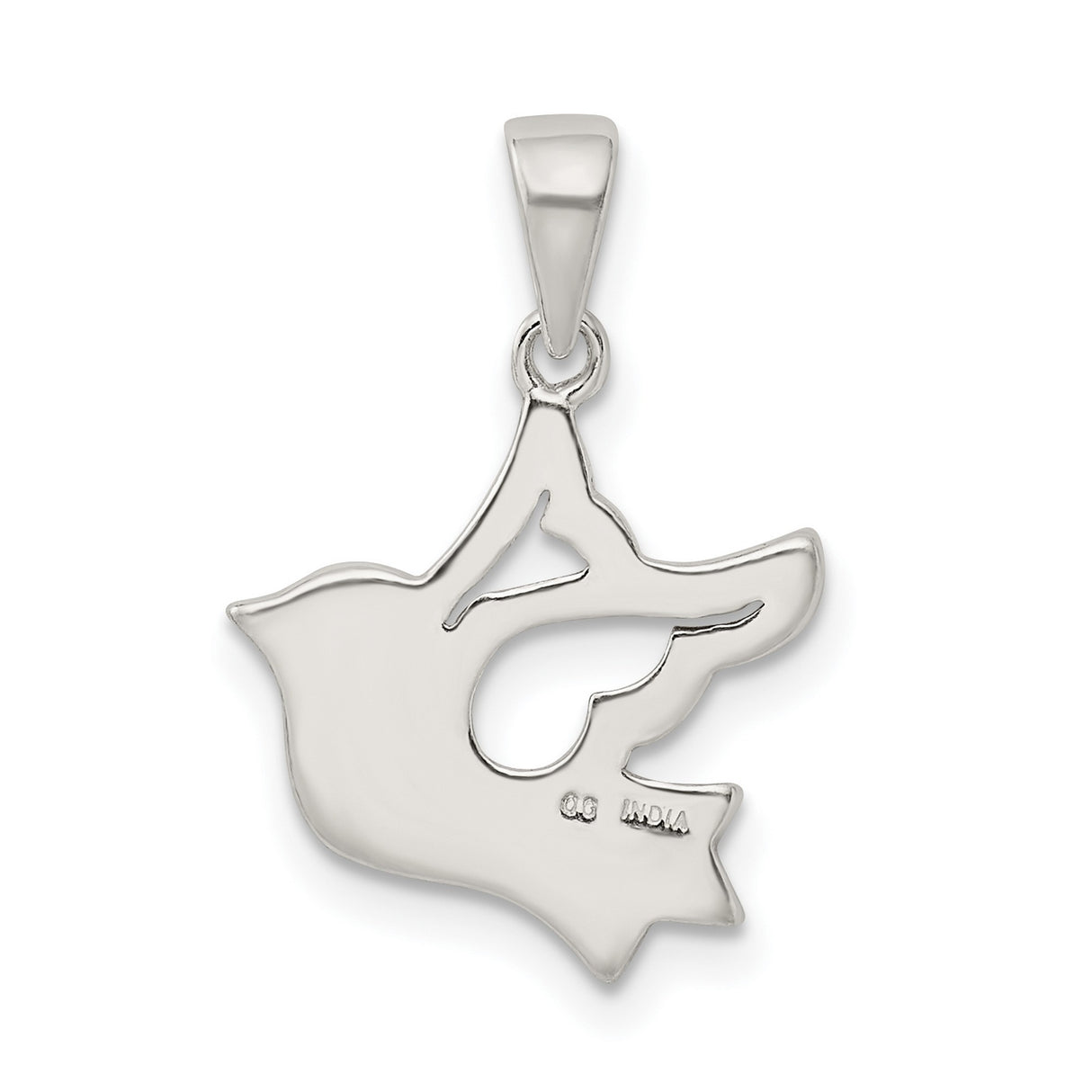 Sterling Silver Dove Pendant with Cutout Design and Textured Inlay, Christian Symbol of Peace and Faith