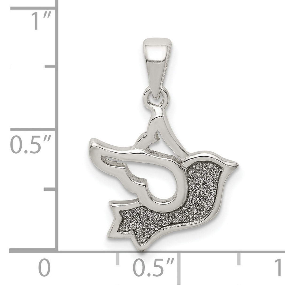 Sterling Silver Dove Pendant with Cutout Design and Textured Inlay, Christian Symbol of Peace and Faith