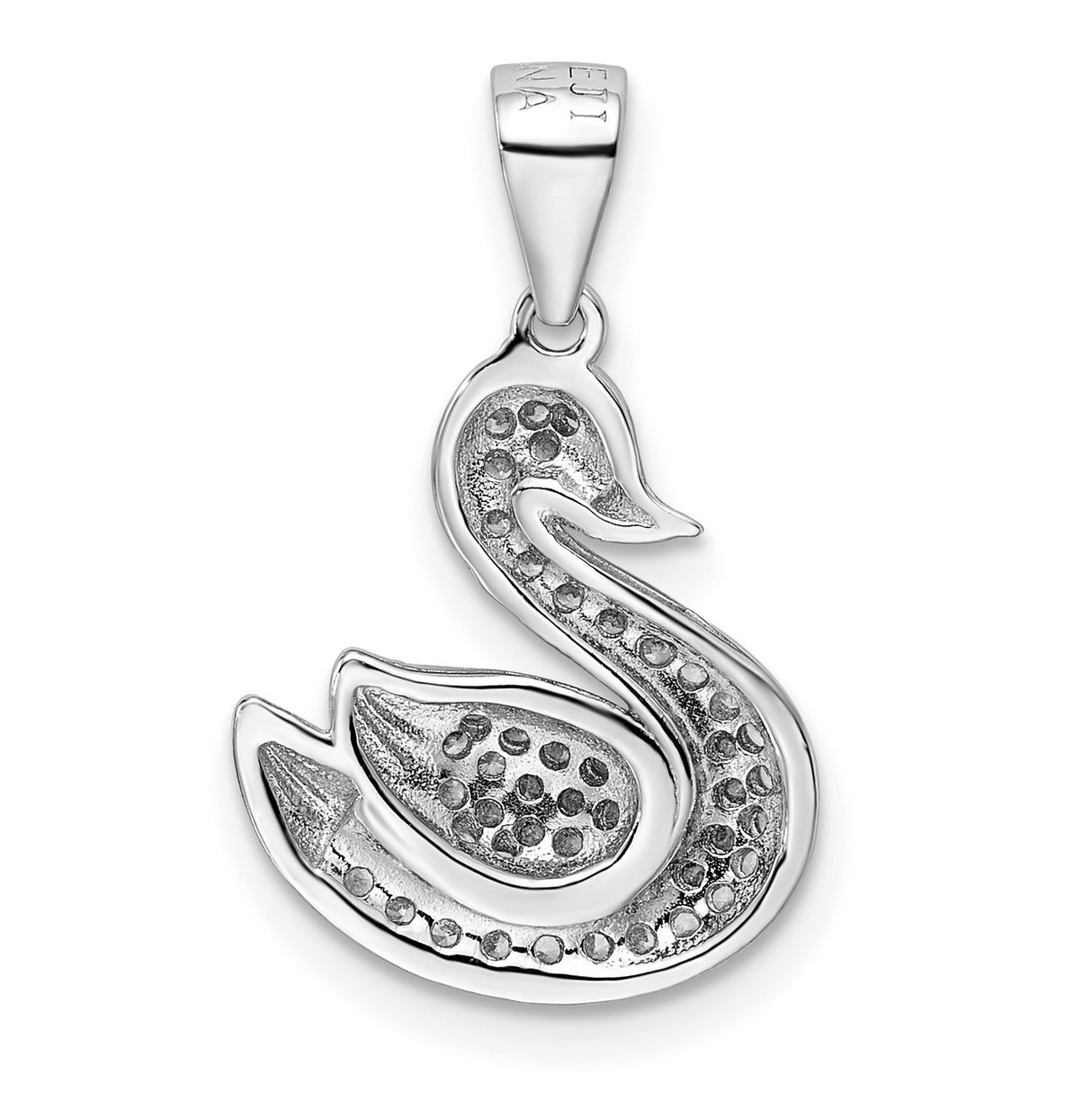 Sterling Silver Swan Pendant with Cubic Zirconia, Graceful Animal Charm for Women