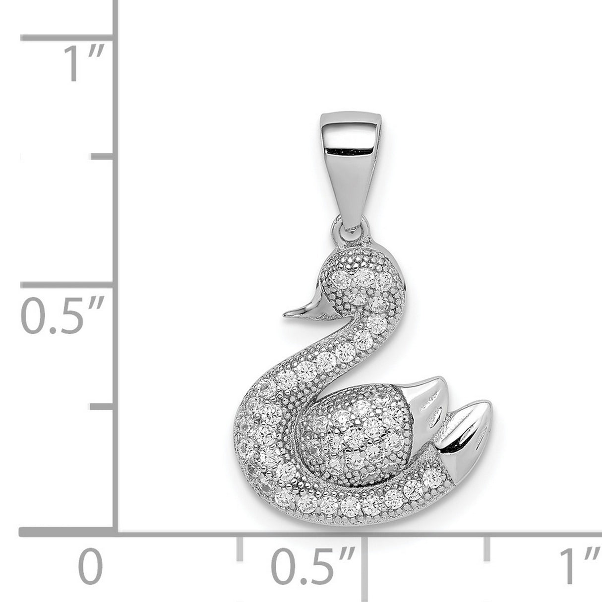 Sterling Silver Swan Pendant with Cubic Zirconia, Graceful Animal Charm for Women