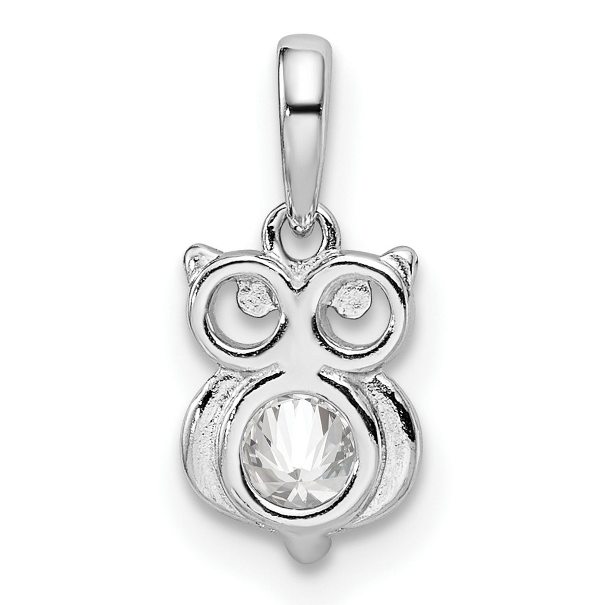 Sterling Silver Owl Pendant with Cubic Zirconia, Nature-Inspired Animal Jewelry for Women