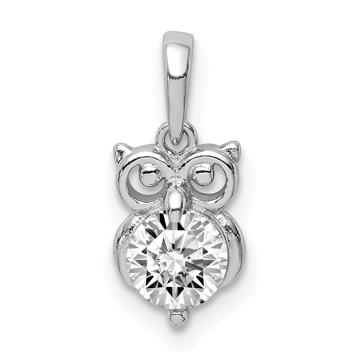 Sterling Silver Owl Pendant with Cubic Zirconia, Nature-Inspired Animal Jewelry for Women