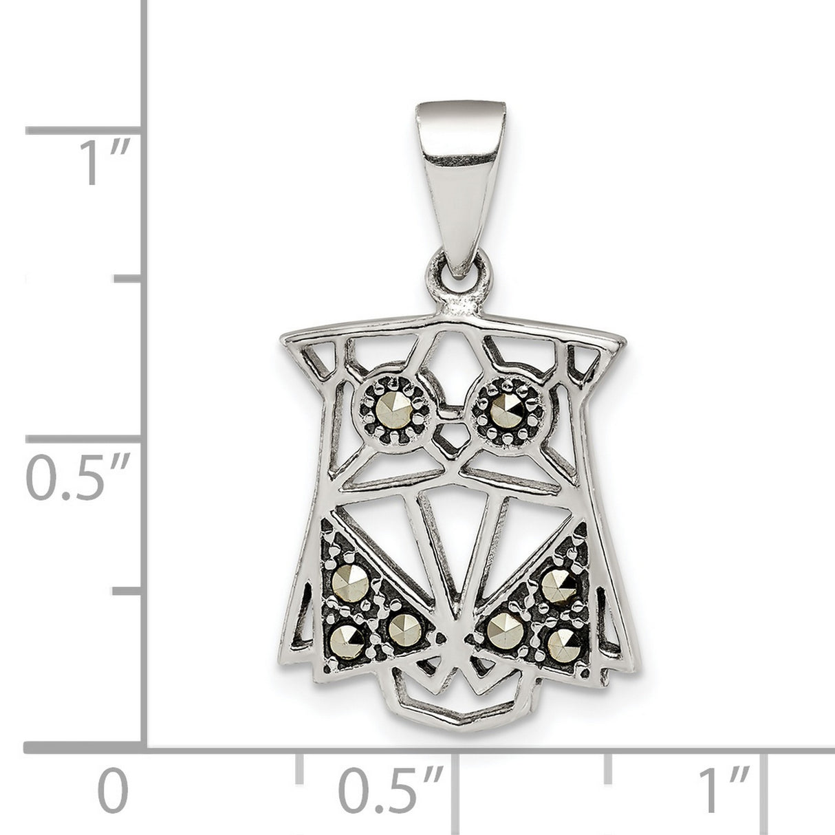 Sterling Silver Owl Pendant with Marcasite Accents, Boho Forest Motif, Intuition Totem for Women