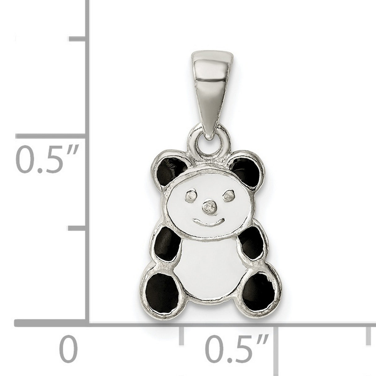 Sterling Silver Panda Pendant with Black and White Enamel Detailing, Animal Charm Jewelry