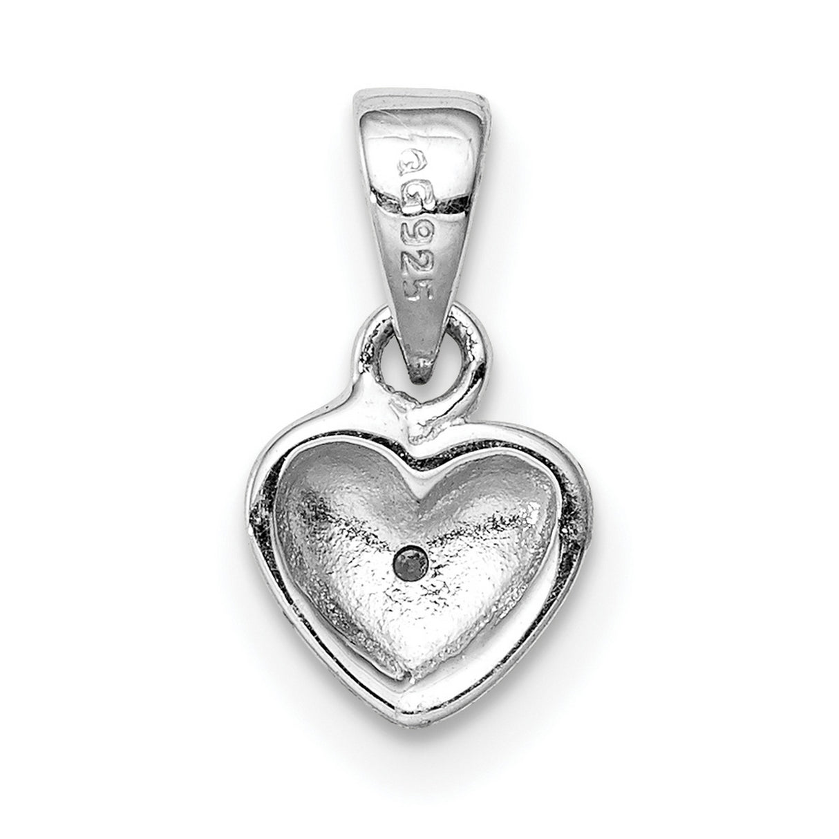 Sterling Silver Heart Pendant with Cubic Zirconia, Split Texture Design for Women