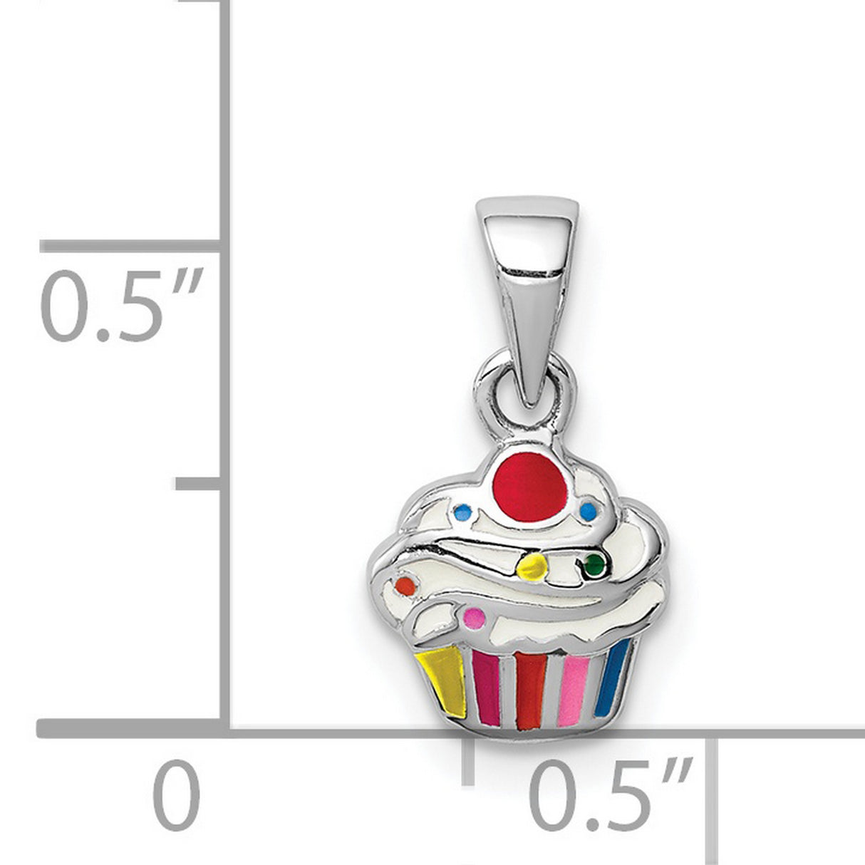 Sterling Silver Cupcake Pendant with Colorful Enamel, Whimsical Dessert Charm for Teens and Girls