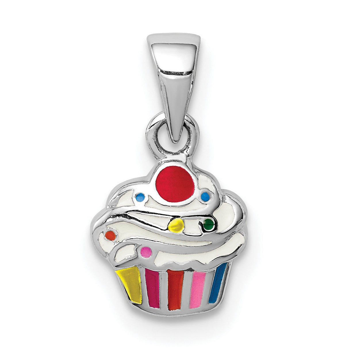 Sterling Silver Cupcake Pendant with Colorful Enamel, Whimsical Dessert Charm for Teens and Girls